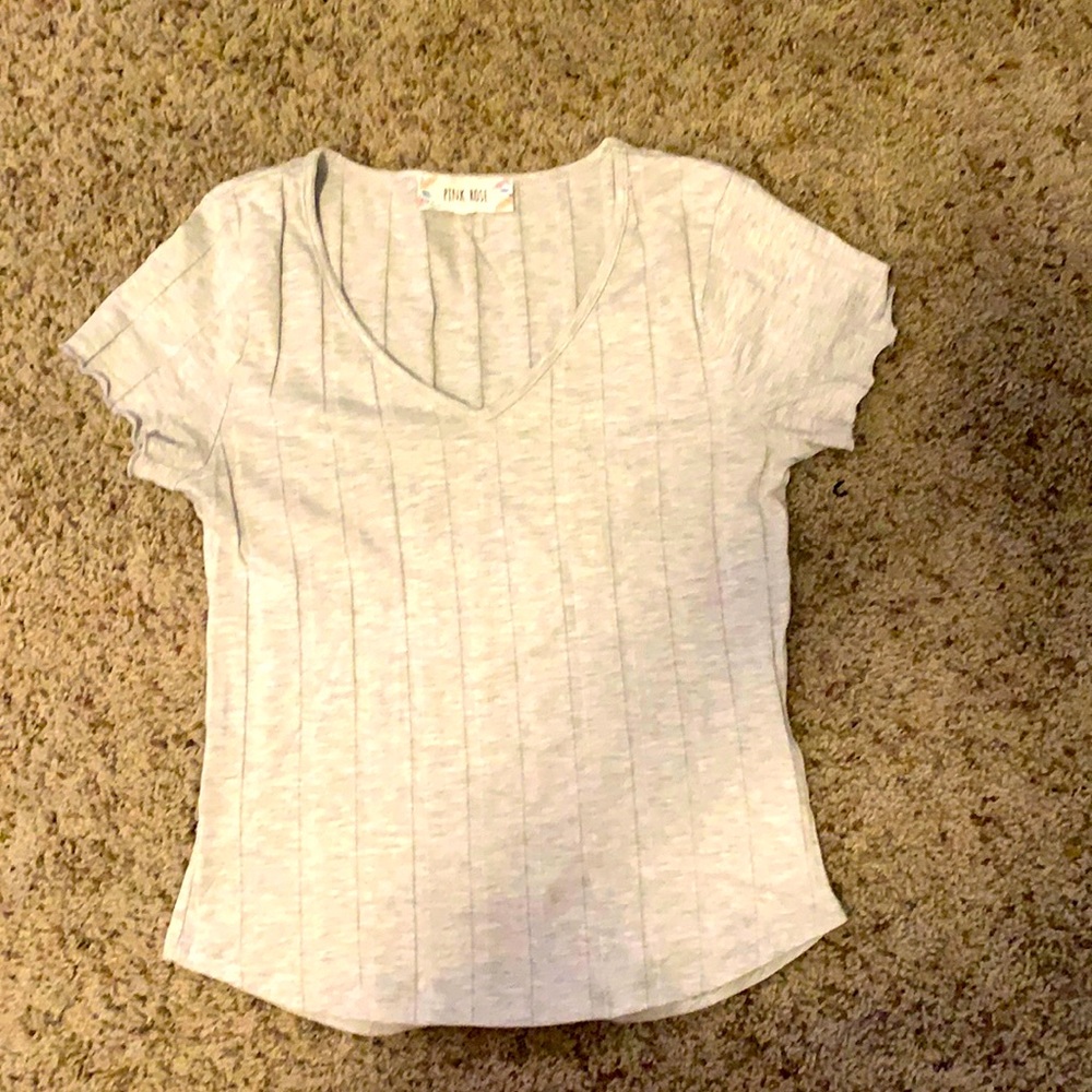 Pink Rose Comfy Grey Shirt